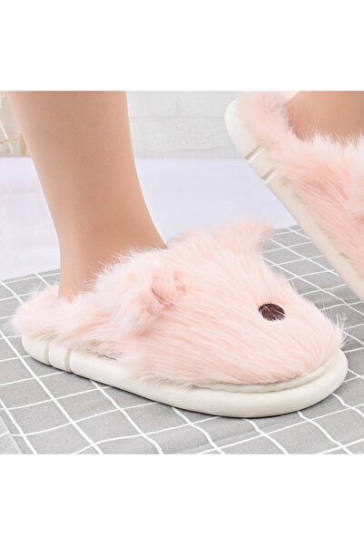 Tmall Women's Fluffy Slippers,With Rabbit I,With Fur,TM1PD1069,Pink