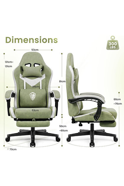 Gogoya gaming Chair - Ergonomic Reclining Office Computer Desk Chair with Footrest (Green)