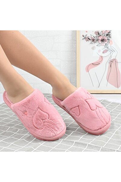 Tmall Women's fluffy slippers, With heart, With fur, PD1071, Pink