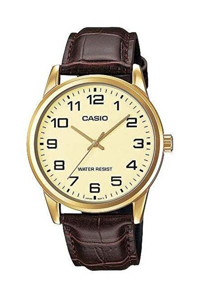 Casio Men's Leather Analog Watch MTP-V001GL-9BUDF - 38 mm - Brown