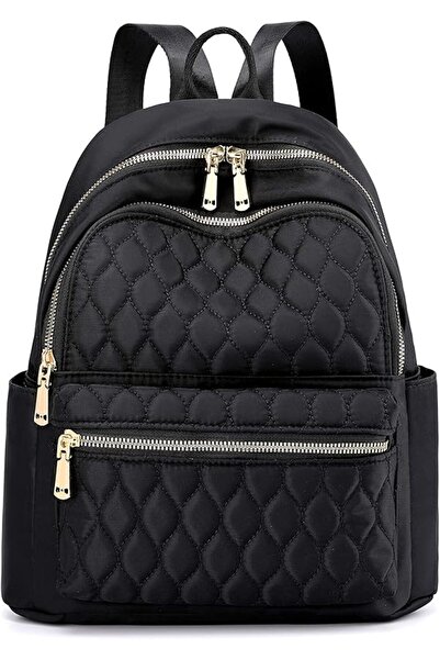 zola Γυναικείο σακίδιο πλάτης, ρυθμιζόμενα λουράκια, -δέρμα, μοτίβο ρόμβου, μαύρο, 35 x 30 x 15 εκ.