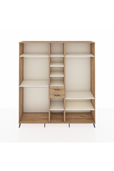 Dienni Hyperion Dolap 10 Raflı 2 Çekmeceli 3 Askılı 220x44x243 Çam-Aytaşı/Çam