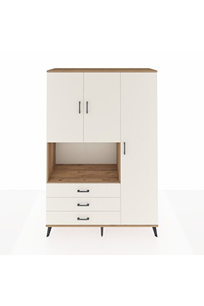 Dienni Hyperion Dolap 7 Raflı 3 Çekmeceli 3 Kapaklı 132x44x195 Çam-Aytaşı/Aytaşı