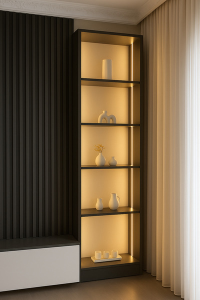 xhomedekor X home dekor antrasit 200x40x25 vitrin tv ünitesi yanı gümüşlük