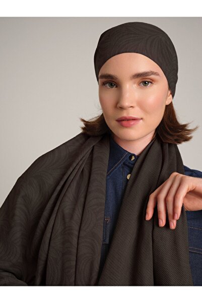 Ayshara Rûmî Sema cu model monogramă cu două fețe Șal - Maro prăfuit