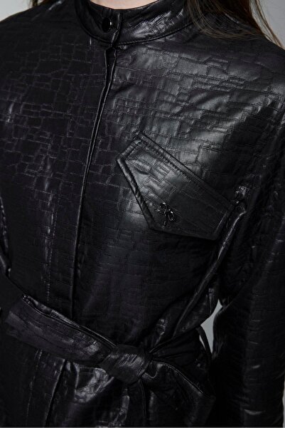 Zühre Belted Button Detailed Black Double Suit Tk-1717