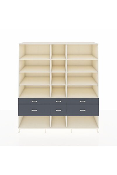 Dienni Kronos Dolap 12 Raflı 6 Çekmeceli 220x59x243 Aytaşı-Aytaşı/Antrasit