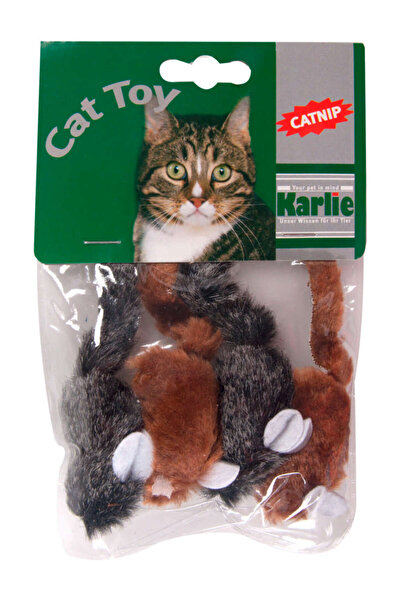 Karlie Sptrns Plush Mouse 5 (121201) cm Black-Red Color