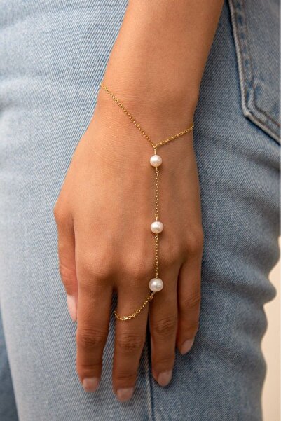 Shiklik Gold Color Pearl Chain Women's Şahmeran