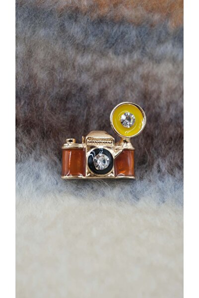 Jerie Zirkon Taş Detay Fotoğraf Makinesi Broş