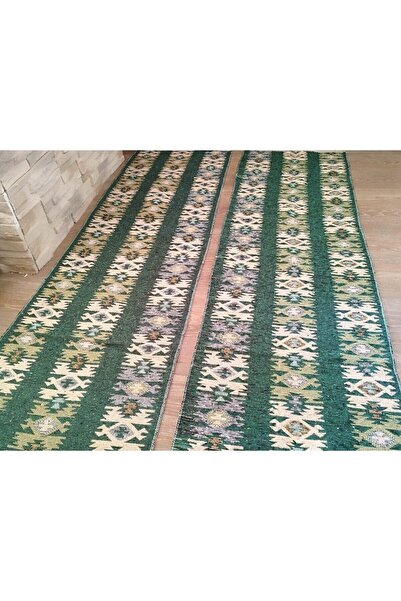 OEM 1+1 Traditional Rugs, 60 x 150 cm, Green and Cream, Rustic Model