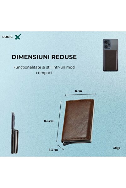 RONIC X Clipster Slim Card Wallet, 7-9 cards, RFID Protection, Aluminum Case, Light Brown