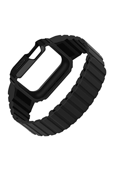 Lopard Apple Watch Series 10 / 11 Kılıf 46mm KD-142 Airbag Tasarımlı Kasa Koruyuculu Silikon Kordon