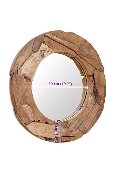 vidaxl Decorative Mirror Teak 80 cm Round