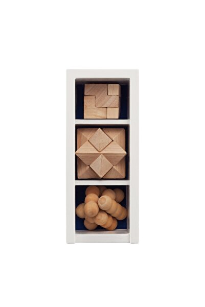 RONIC X Mind Training Game, Ronic X, 3 Puzzles, Wooden Box, White