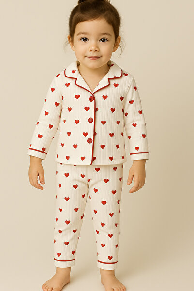 Bubito Heart Baby Girl Top and Bottom 2-Piece Pajama Set-Multicolor