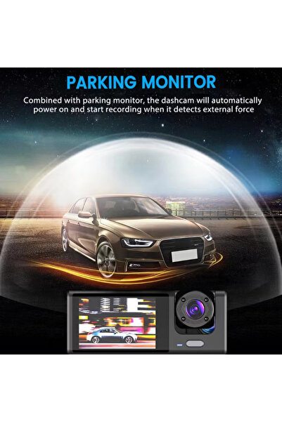 BASE Car DVR Dash Camera Full Hd 1080p 170 Degree Ultra Wide Field of View Lcd Screen 3 Lenses
