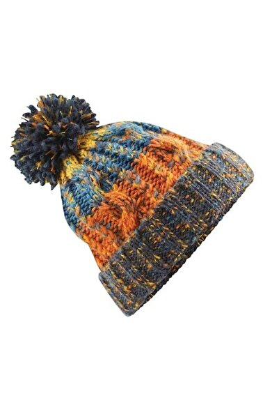 RONIC - Căciulă tricotată „Corks”, mărime universală, unisex, portocaliu/alba...