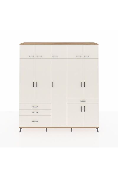 Dienni Hyperion Dolap 11 Raflı 4 Çekmeceli 2 Askılı 220x44x243 Çam-Aytaşı/Aytaşı