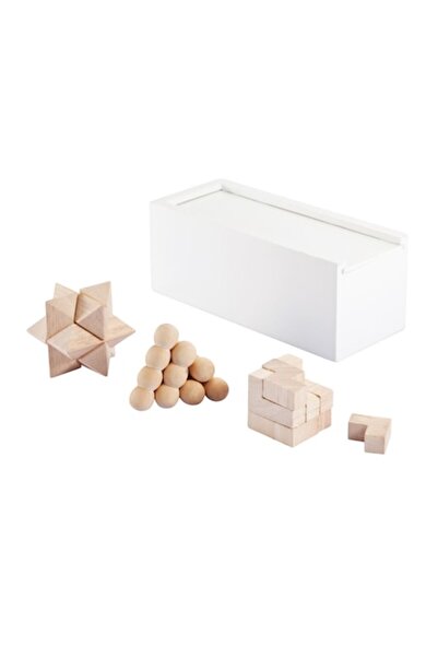 RONIC X Mind Training Game, Ronic X, 3 Puzzles, Wooden Box, White