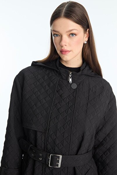 Zühre Hooded Belted Black Wear It Out 13528