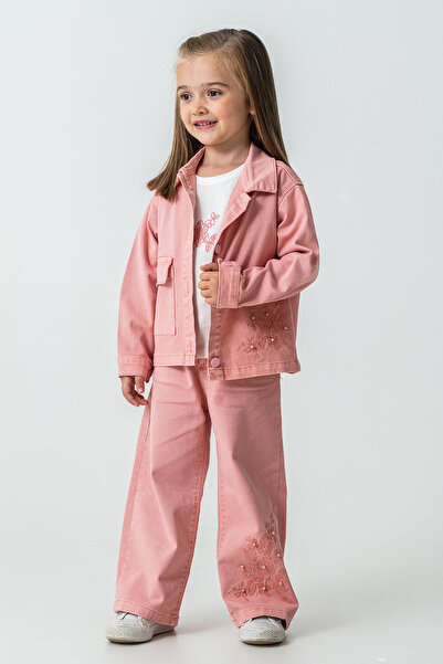 kinderos Girl's 3-Piece Set with Pearl and Floral Embroidery - 26K 6367