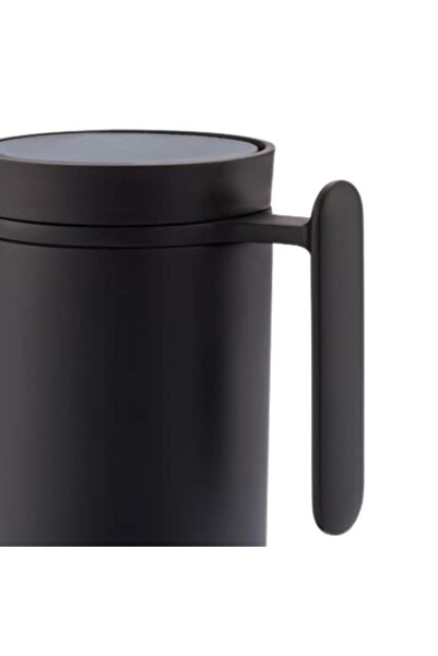 RONIC 225 ml Double-Walled Leak-Proof Mug with Handle, Stainless Steel Exterior, Black