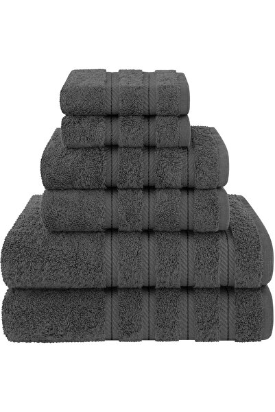 DAVEZA Set of 6 Premium Daveza Towels, 600 GSM, 100% Turkish Cotton, Dark Grey