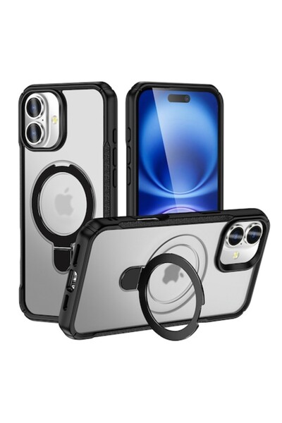 RONIC X Husă de protecție cu suport pentru iPhone 17, compatibilă cu MagSafe, rezistentă la șocuri, neagră