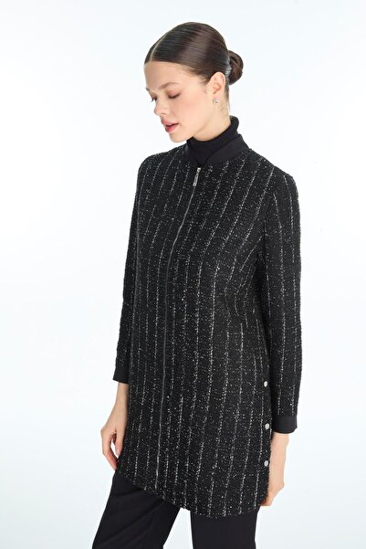 Zühre Μαύρο μπουφάν με ριγέ φερμουάρ C-0165