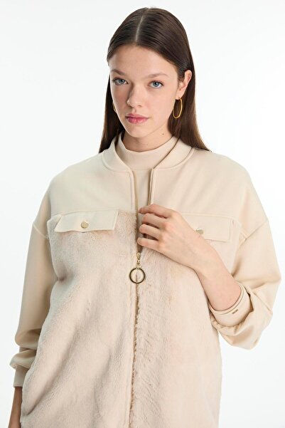 Zühre Zippered Vanilla Plush Jacket C-0156