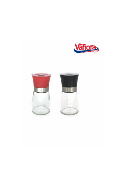 vanora Set of Two Ceramic Salt & Pepper Grinders 13.5 cm, Red/Black, Home