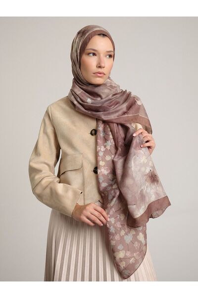 Ayshara Şakayık Koleksiyonu Pudra Çift Taraflı Şal