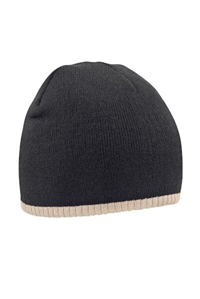 RONIC Two-Tone Knitted Beanie, Ronic, One Size, Unisex, Black/Beige