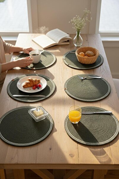 ANJEAHOME Narva 6-Piece Black Supla |   American Service Lux Presentation Plate Coaster 32X32 cm |   Stylish Tableware Decoration