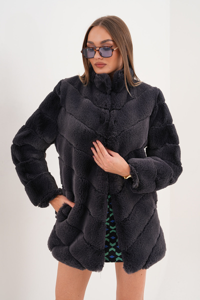 NAVY Long Fur with Waterway Collar