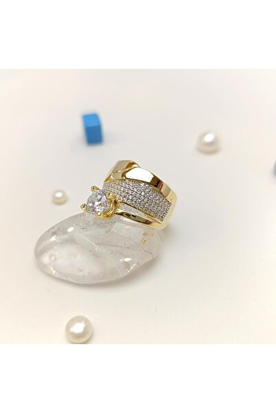 Altınofisi Bitişik Alyans Tek Taşlı Yüzük 14 Ayar Altın HD VİDEOLU