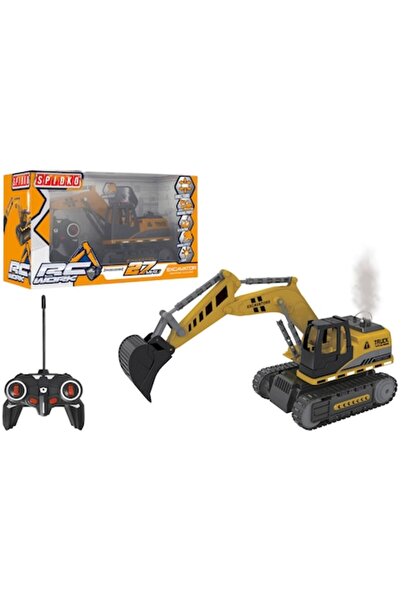 GLOBO Remote Control Excavator for Kids — Sounds, Lights, Smoke, Movable Body, Functional Bucket, 38 cm,
