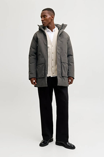 Jack & Jones Men's Jprccmoon Waterproof Hooded Coat 12280904 Smoked