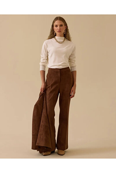 SEÇİLSTORE 10002521010010 BELİ MANŞETLİ CEPLİ İSPANYOL PAÇA SÜET PANTOLON