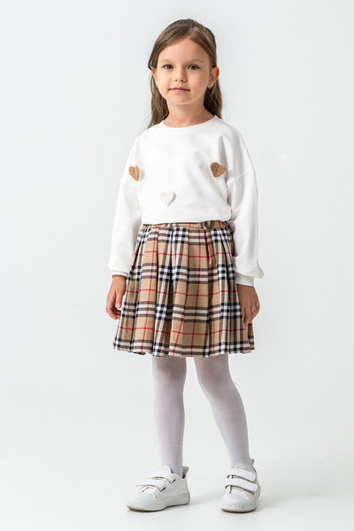 kinderos Girl's 3-Piece Set with Checkered Skirt - 26K 6359