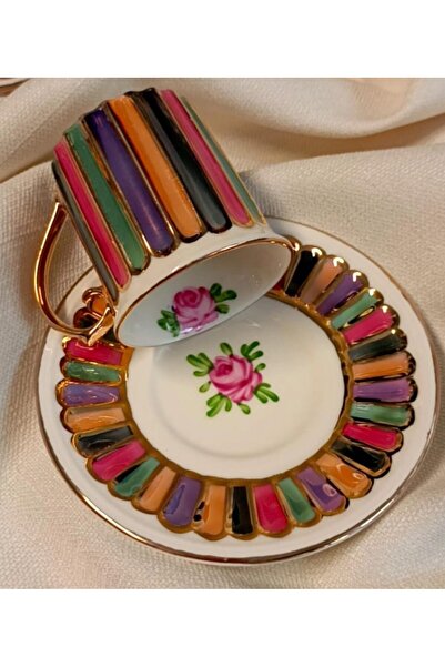 BY.RAYKA PORSELEN El Dekor Efes Porselen El Boyama Coffee Cup Set