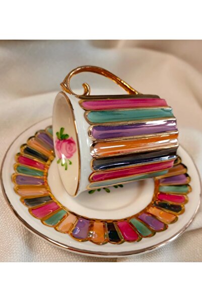 BY.RAYKA PORSELEN El Dekor Efes Porselen El Boyama Coffee Cup Set