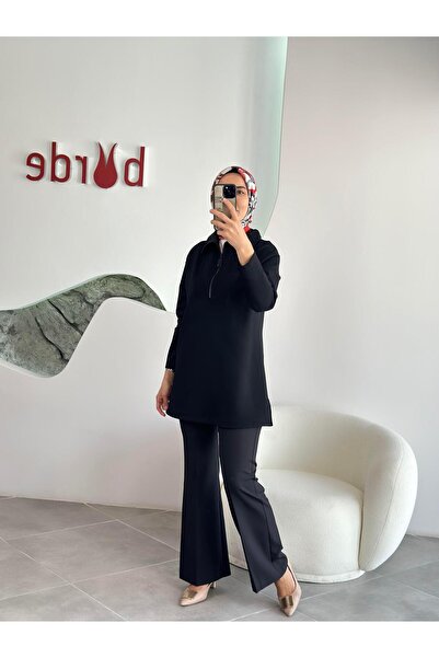 Armine Trend Yakası Taşlı Tunik 25KT406 Siyah