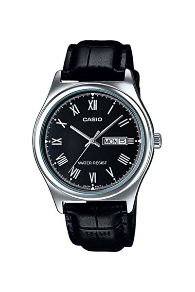Casio Men's Leather Analog Quartz Watch MTP-V006L-1BUDF - 38 mm - Black