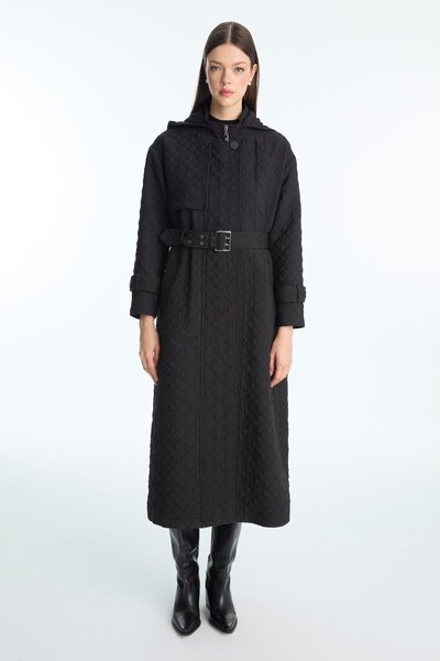 Zühre Hooded Belted Black Wear It Out 13528