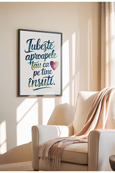 21mxm Unframed Religious Canvas Poster in Romanian - Digital Print - Love Thy Neighbor