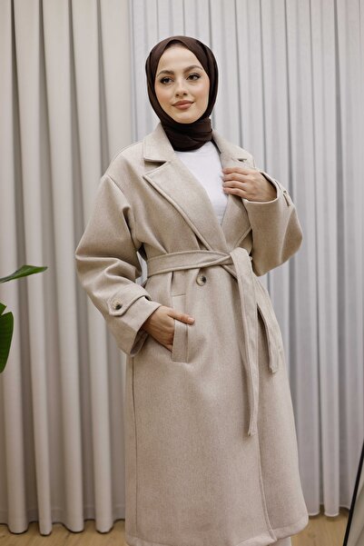 MOONSC Jacket Collar Double-Breasted Belted Cashmere Coat Premium