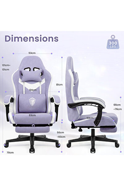 Gogoya Gaming Chair Ergonomic Reclining Office Computer Chair with Footrest (Purple)