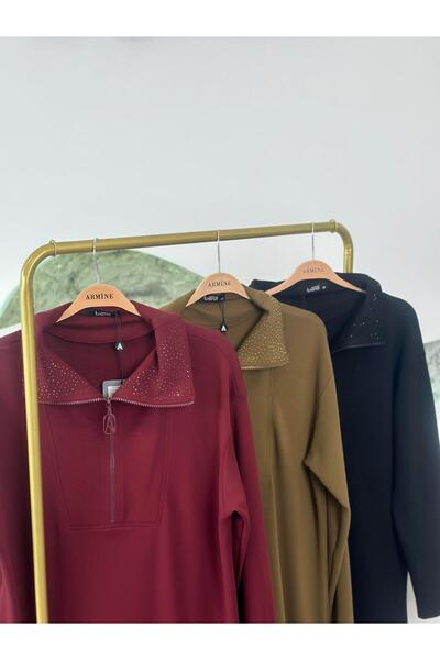 Armine Trend Yakası Taşlı Tunik 25KT406 Siyah